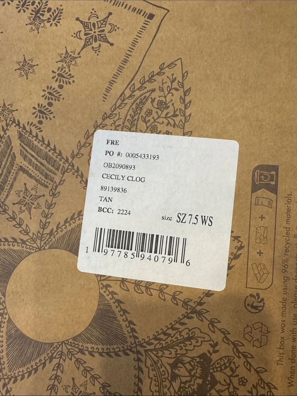 Free People Cecily Clog Tan/Luggage 7.5 NWT